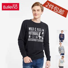 Baleno/班尼路男 圆领字母印花套头衫卫衣青少年纯棉百搭88631224