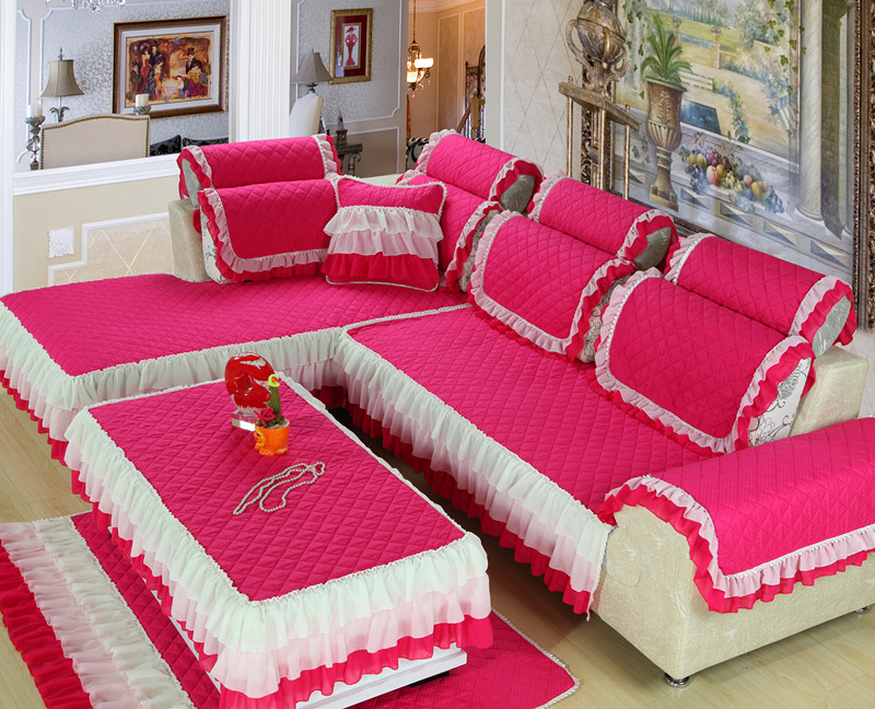 高档欧式沙发垫纯色纯棉防滑布艺田园风沙发垫沙发巾套定做包邮