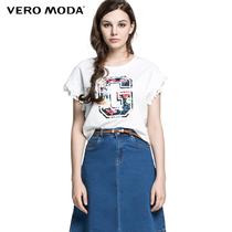 Vero Moda字母贴布图案蕾丝蝙蝠短袖T恤|315201192
