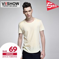 Viishow men's spring/summer 2015 pure cotton round neck short wings print men's short sleeve t shirt cotton t man