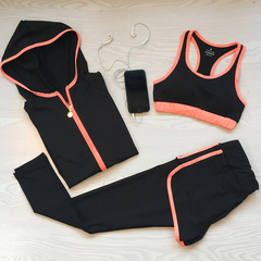 秋冬健身房瑜伽服运动套装女速干显瘦长袖衣服健身服女跑步三件套