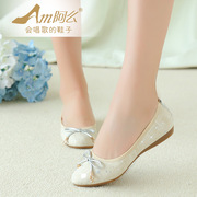 Sweet candy color bow light amechao comfortable and breathable flat bean shoes women