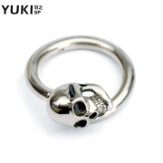 YUKI men''s 925 Silver ring-ring European fashion skull boom opening ring finger ring Club accessories