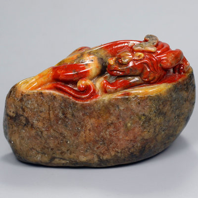 【年货节】巧色巧雕之寿山金狮峰石《瑞兽文镇》