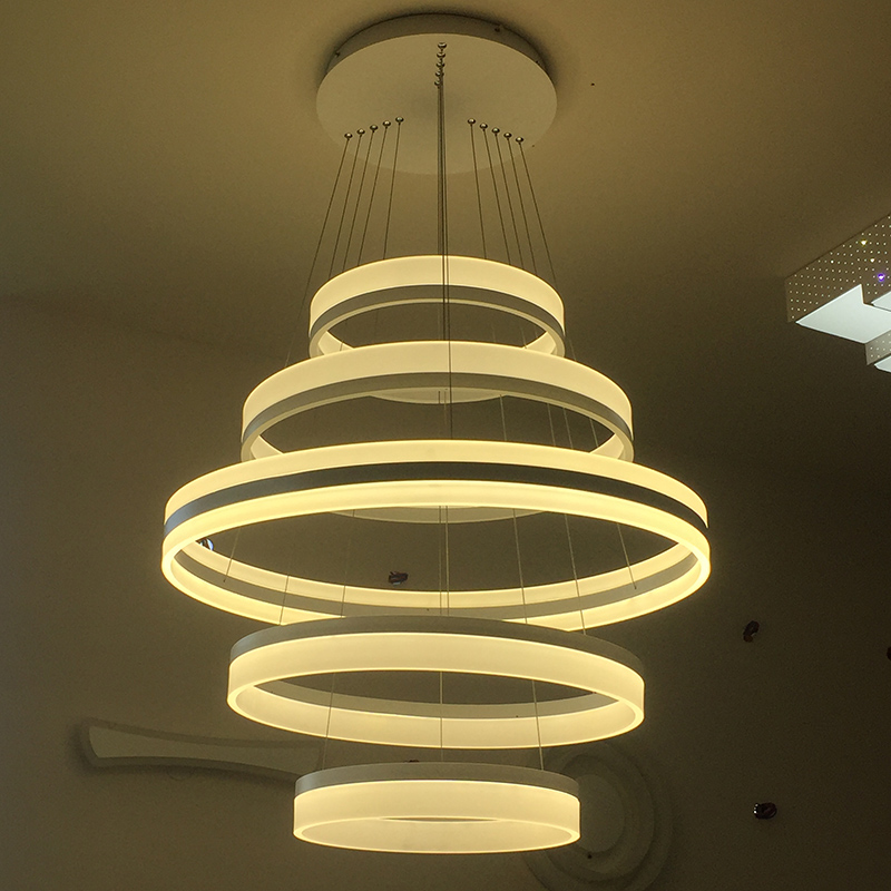 复式楼大吊灯 五层loft后现代创意个性艺术大气圆环形客厅楼梯灯-光诺照明科技 