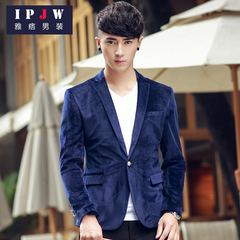 IPJW春秋季新款潮流韩版男士修身西服 男式休闲金丝绒小西装外套