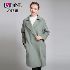 LAFFINE/拉菲妮2016冬季新品韩版女装宽松中长款双面呢大衣