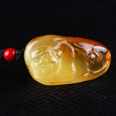 a-210 16.1g 顶级纯天然琥珀蜜蜡 笑佛 挂件 【臻琦斋】