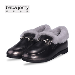 baba jorny/巴巴娇妮秋冬新款羊毛牛皮配饰瓢鞋乐福鞋女鞋B02438