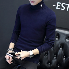 冬季男士高领毛衣青年潮流修身纯色套头针织衫韩版加厚长袖毛线衣