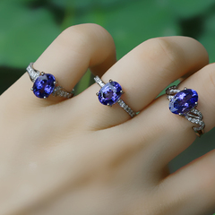 Pro-Bao natural tanzanite Crystal ring women''s 18K gold diamond certification customer activities