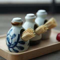 和风四季 釉下彩日式创意餐具手绘牙签筒 牙签罐 牙签盒 胡椒罐