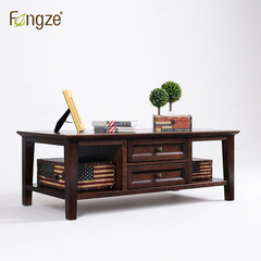 Fengze美式简约茶几实木家具橡木客厅储物咖啡桌1.2米1.4米AS515P