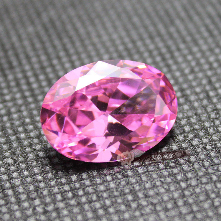 甄选粉锆蛋形粉红锆石石粉钻石底刻椭圆形彩锆其它首饰