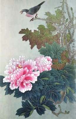 苗占均 国画 《牡丹》