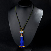 Very small bag Thai limited new 925 Silver enamel noble ethnic necklace sweater chain accessories