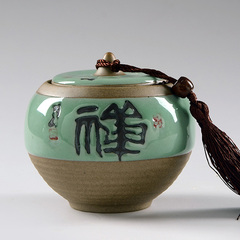 正扬 哥窑汝窑陶瓷茶叶罐密封罐茶叶包装罐仿古禅创意密封茶罐子