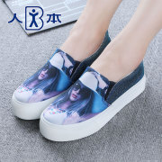 Pedal people 2015 lazy people Lok Fu shoes casual hand-painted graffiti shoes platform fall of thick-soled canvas shoes women