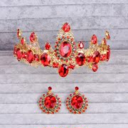 Qiao Hong shadow Baroque bridal tiaras, jewelry good retro European Crown Studio Crown earring set