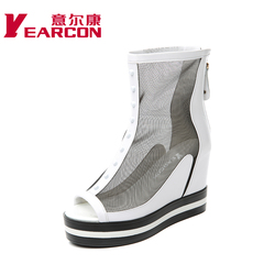 YEARCON/er Kang shoes 2015 summer styles real fish mouth gauze thick-soled high heel women shoes sandals