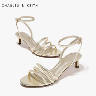 chanel和小ck CHARLES KEITH小貓跟涼鞋CK1-60390296夏季歐美綁帶露趾中跟女鞋 chanel和cd