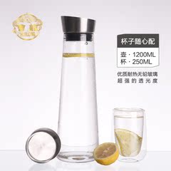 家用耐高温玻璃凉水瓶不锈钢盖冷水壶 水杯柠檬果汁壶耐热大容量