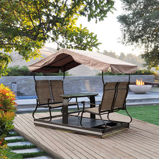 户外秋千椅 全铝摇椅 四人动感摇床 庭院阳台摇椅秋千 4人位秋千