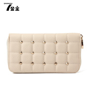 Princess Korean fashion women purse large capacity around wallet 2015 new rivet zipper clutch bag card package