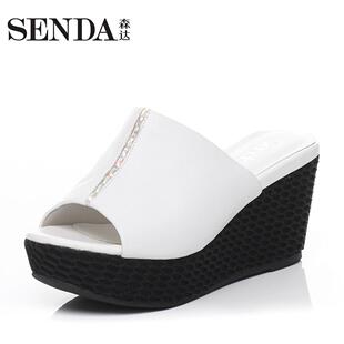 prada bt0715zot f0002ws senda 森達夏季商場同款時尚休閑坡跟女涼拖鞋F3F01BT6 prada175