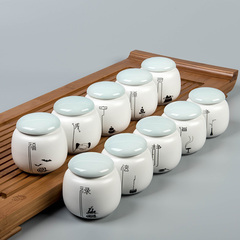 东茶西壶 袖珍陶瓷茶罐 茶盒密封罐调味罐 亚光茶叶罐小号真言罐