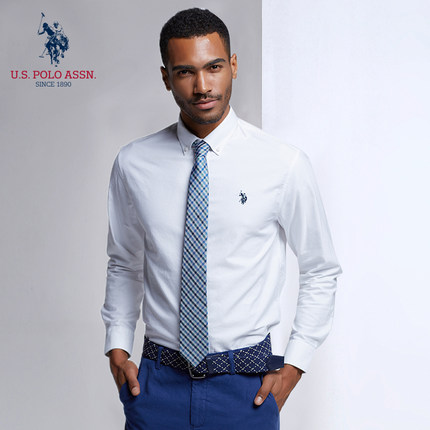 美国保罗男士美式休闲纯色商务纯棉长袖衬衫2016春夏新款衬衣