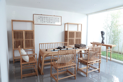 璞木禅意新中式家具免漆老榆木茶桌椅组合茶空间设计师仿古家具