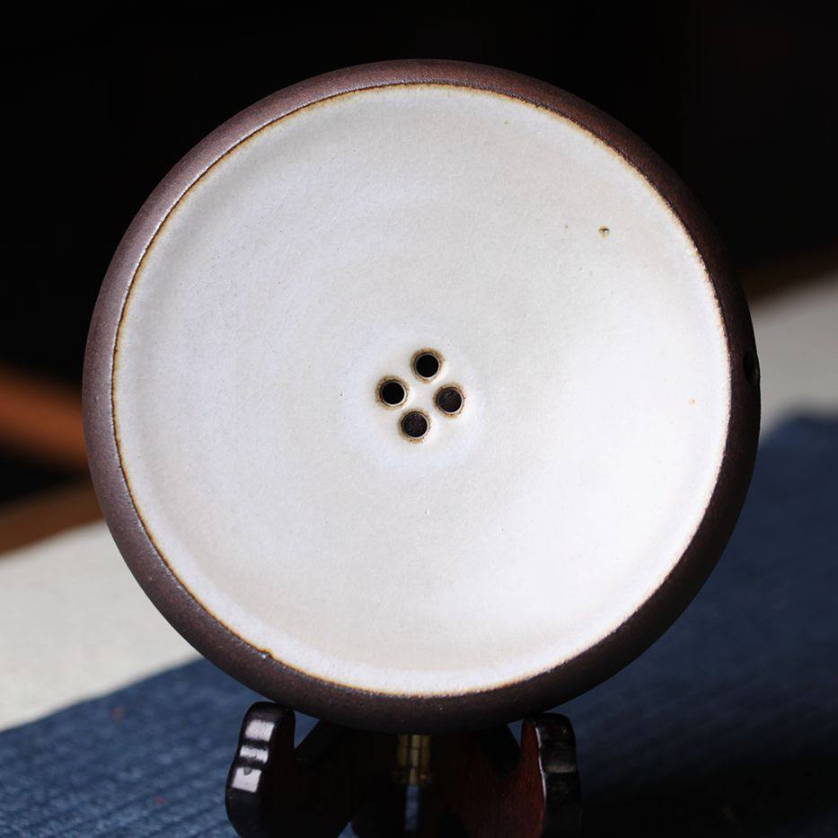 台湾茶具陶艺师蔡兆庆壶承黑白钴蓝多彩寨绿釉壶托干泡台大小号