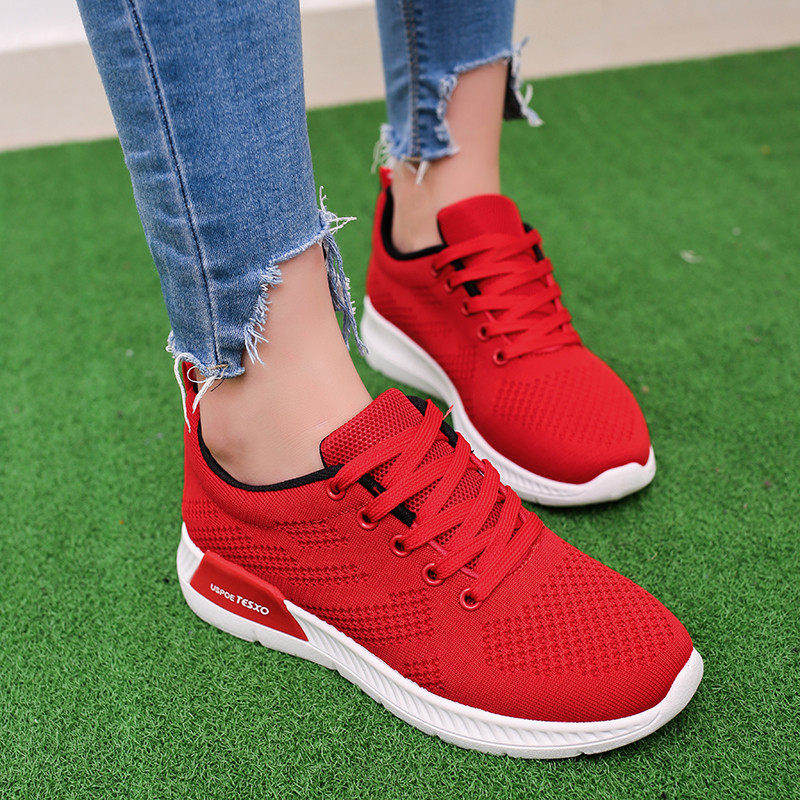 2017新款韓版飛織女鞋休閑旅遊百搭透氣網面平底運動鞋女夏跑步鞋