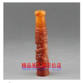 正品清仓天然玉石玉器A货黄龙玉烟嘴俏色精雕纯手工制作促销