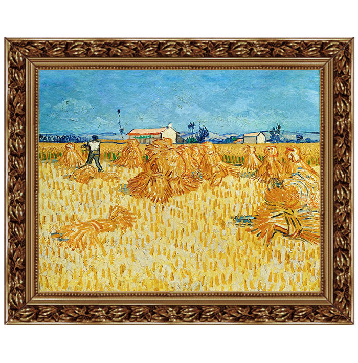 世界名画梵高凡高风景普罗旺斯收获玉米挂画壁画木版画