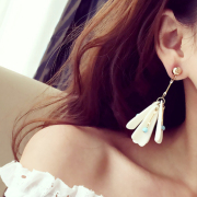 Korea Korean super beautiful clean white flowers petal long earrings women''s temperament earring accessories women