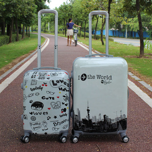 2020款巴黎世家 巴黎鐵塔旅行箱20寸24寸行李箱包拉桿箱可愛卡通登機箱子女鏡面款 2020巴黎世家