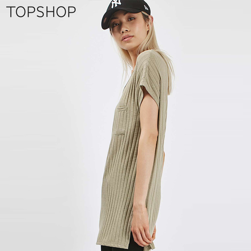 TOPSHOP秋冬新款女士百搭中长款口袋休闲T恤09W18JOAT产品展示图2