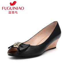 Rich bird summer new style leather shoes asakuchi fish with bow shoes women's shoes