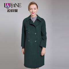 LAFFINE/拉菲妮2016冬季新品韩版女装时尚中长款羊毛双面呢大衣