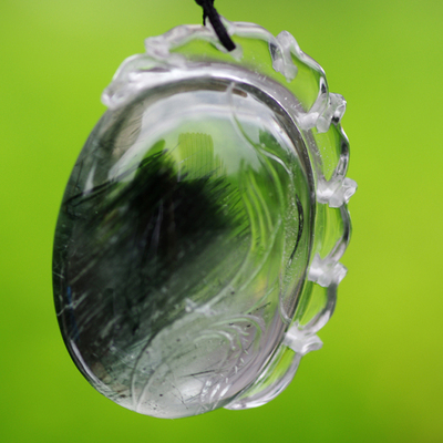 精美天然绿发晶吊坠28.24克