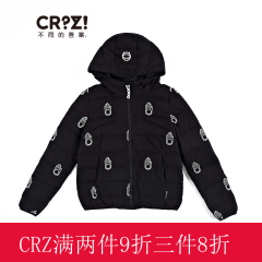 crz羽绒服2015冬专柜正品代购潮牌女装修身百搭短款连帽羽绒外套