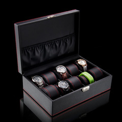 出口美国专柜 高档实木结构PU钻石纹皮革手表手链收纳盒展示盒
