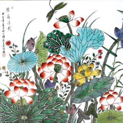 瓷板画花草图片