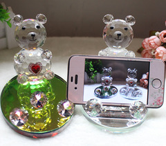 奢华水晶高档手机支架 创意可爱小熊钻石懒人手机桌面迷你底座