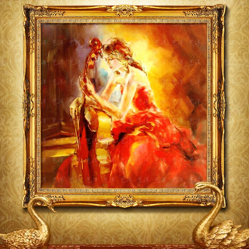 贵妇肖像人物油画手绘欧式宫廷古典别墅客厅有框装饰壁画挂画酒店