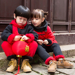 儿童唐装男童新年装中国风拜年服宝宝周岁加厚冬装棉女童过年衣服