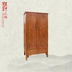 明清中式古典仿古住宅家具实木简易衣柜2门雕花大衣柜收纳柜特价