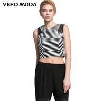 5折Vero Moda网纱透视拼接条纹短款T恤|315203015